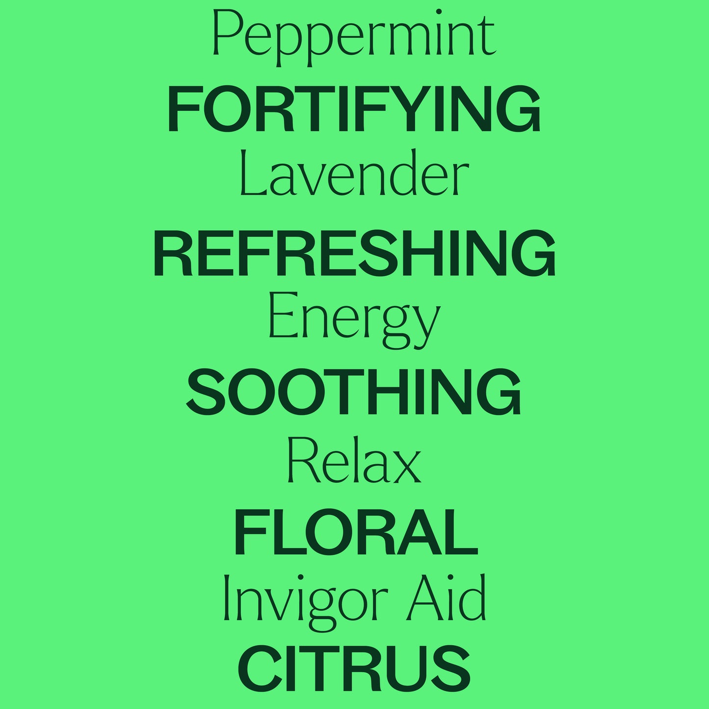 7 & 7 Essential Oil Set main features. Peppermint, lavender, energy, relax and invigor aid essential oils are fortifying, refreshing, soothing, floral, and citrus.