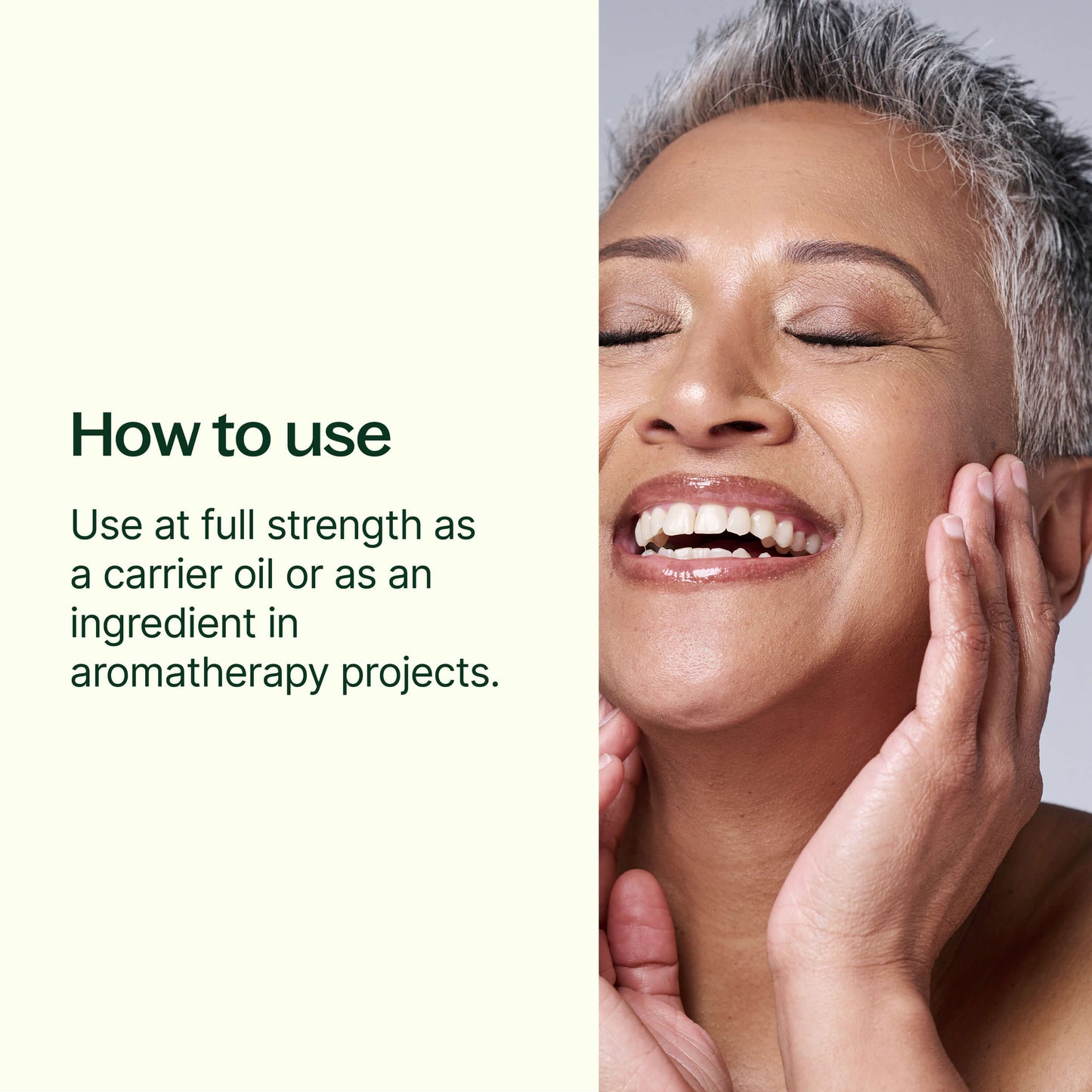 how to use: at full strength as a carrier oil or as an ingredient in aromatherapy projects