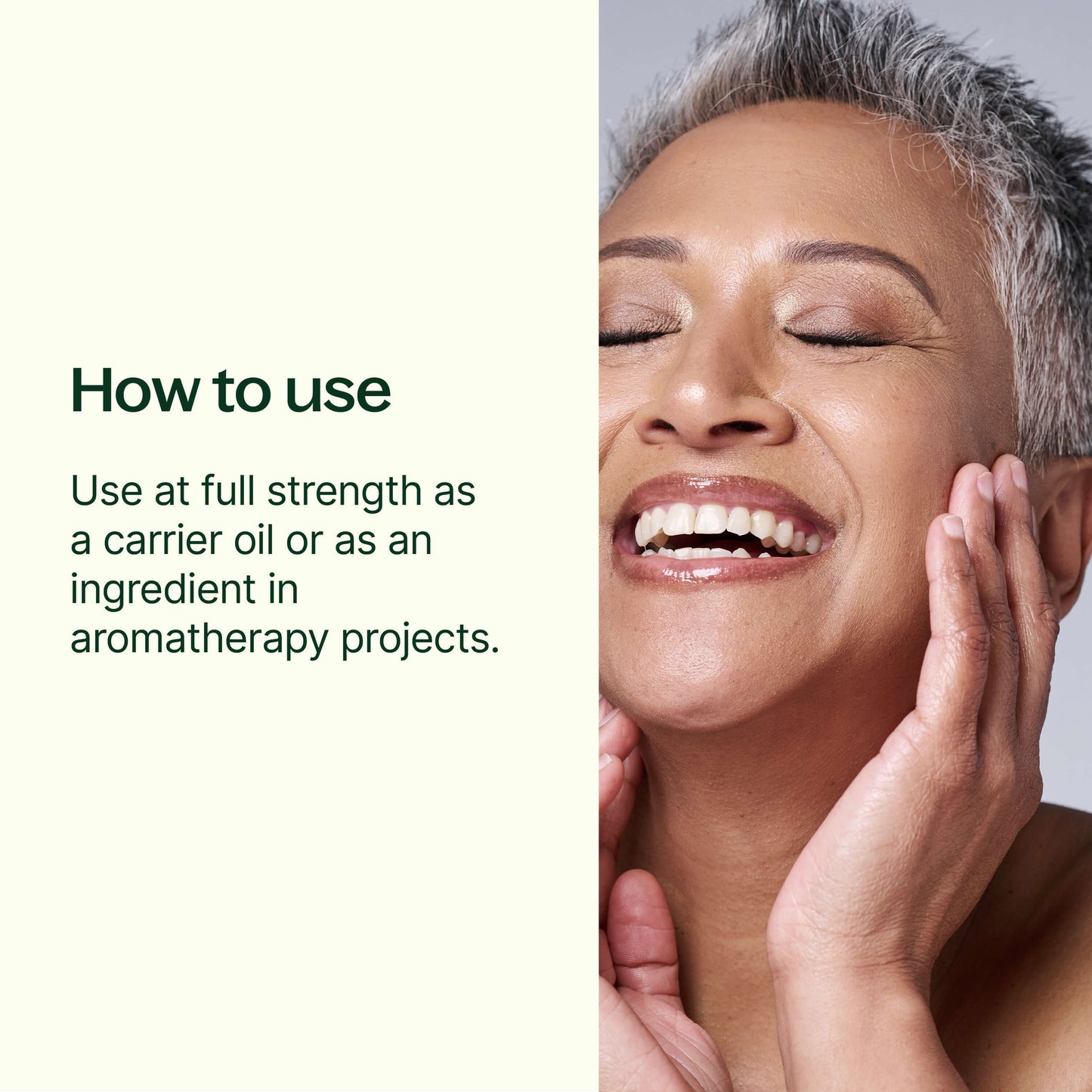 how to use: at full strength as a carrier oil or as an ingredient in aromatherapy projects