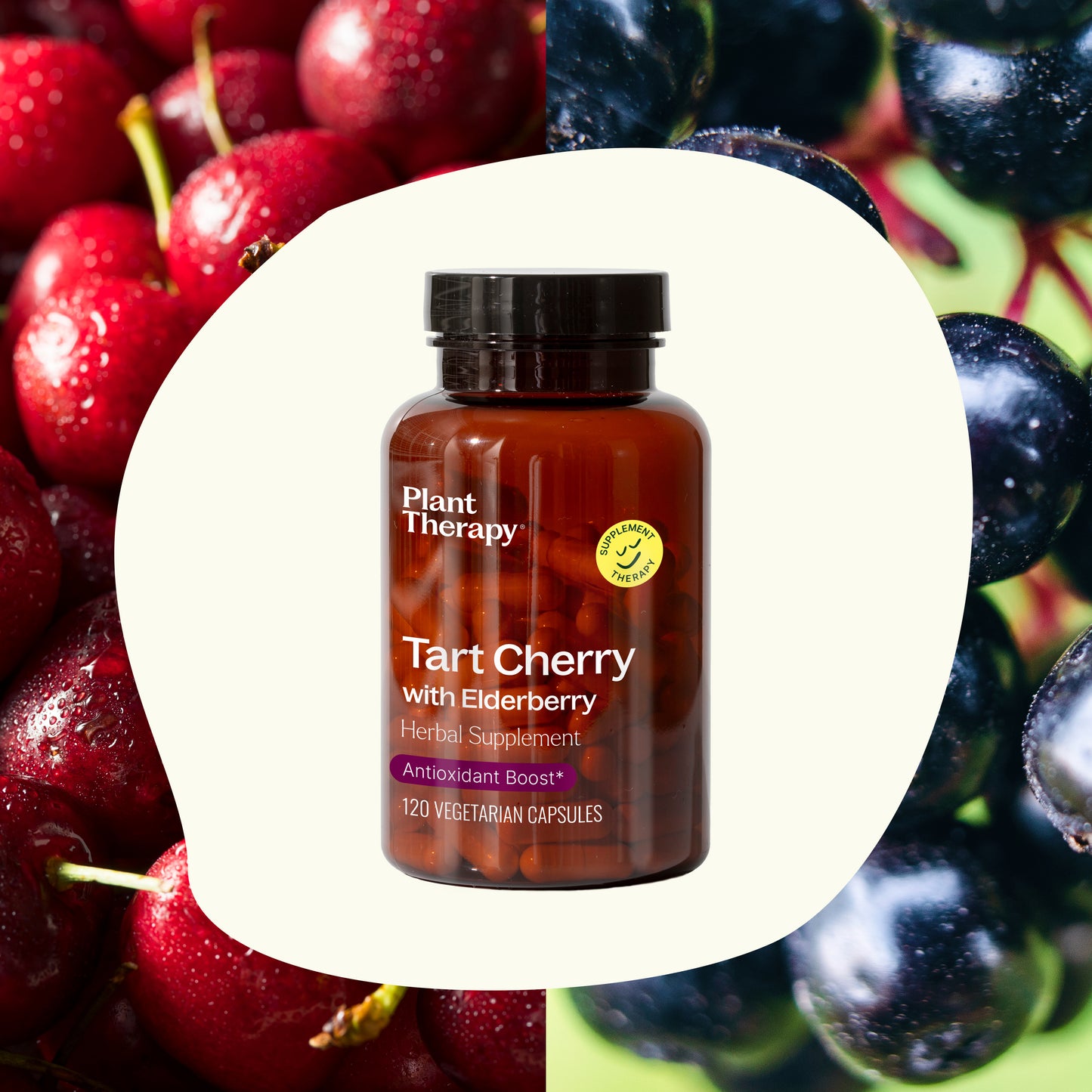 Tart Cherry with Elderberry Herbal Supplement Capsules